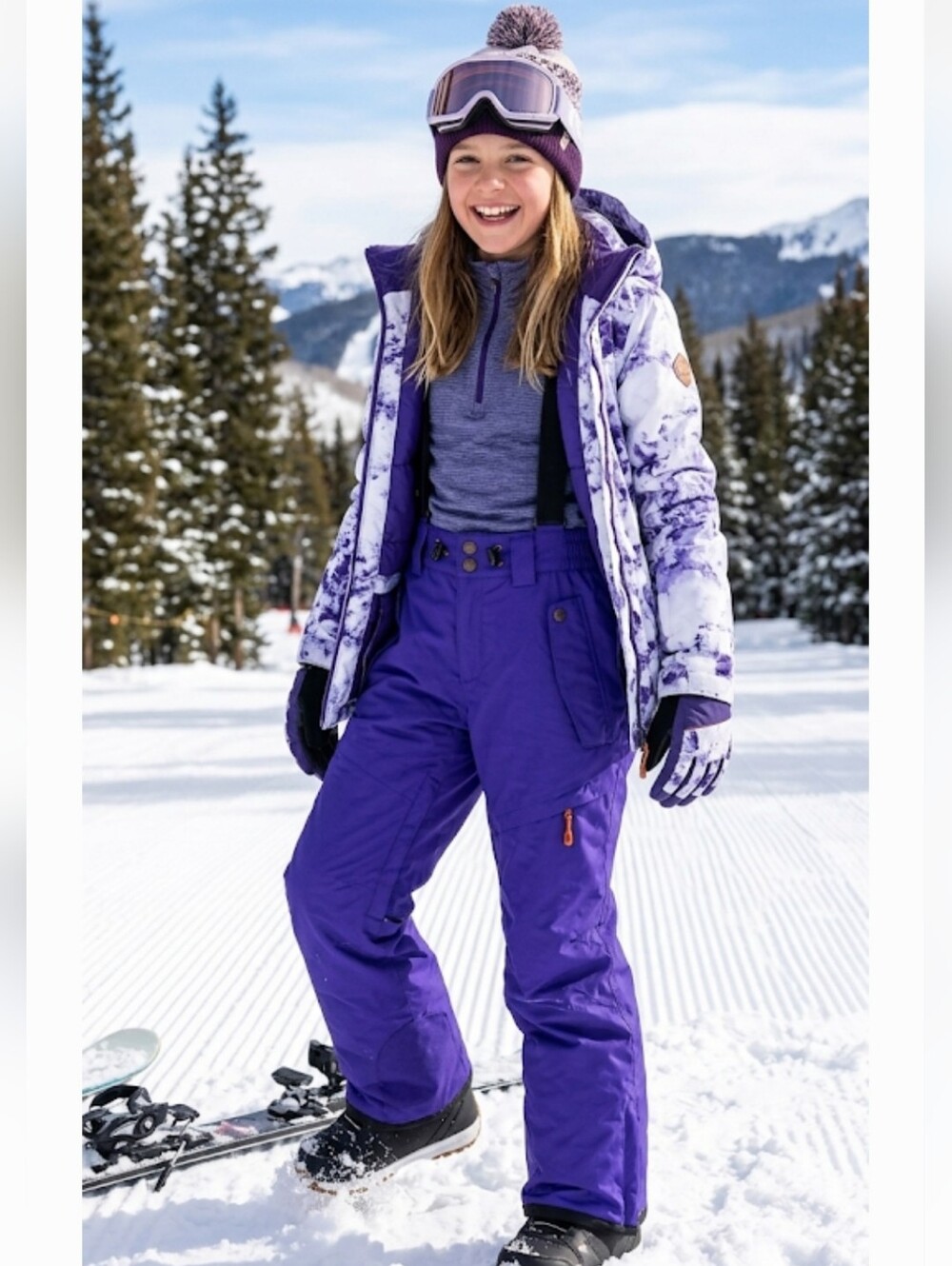 Liquid FreeRider Ski‎ Snow Snowboard Pants Purple Medium Zip Pockets Kids Size M